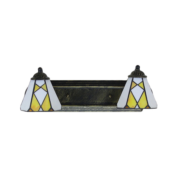 Lisslune | Yellow Glass Cone Wall Light Tiffany 2 Heads Bronze Wall Mount Light for Bedroom