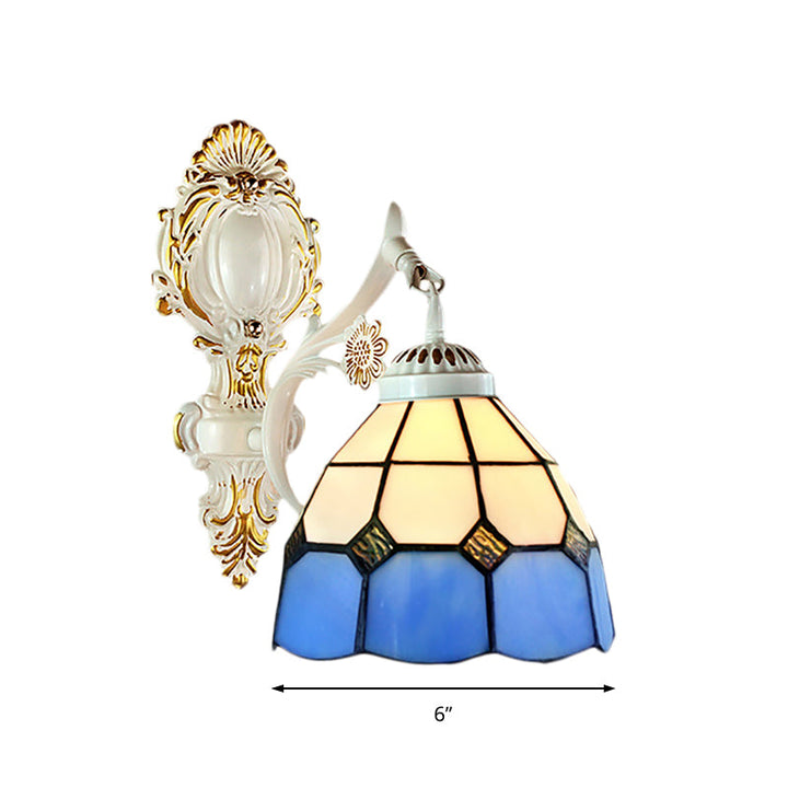 Lisslune | 1 Light Dome Shaped Wall Light Retro Style Woven Glass Wall Lamp in White Finish for Hall