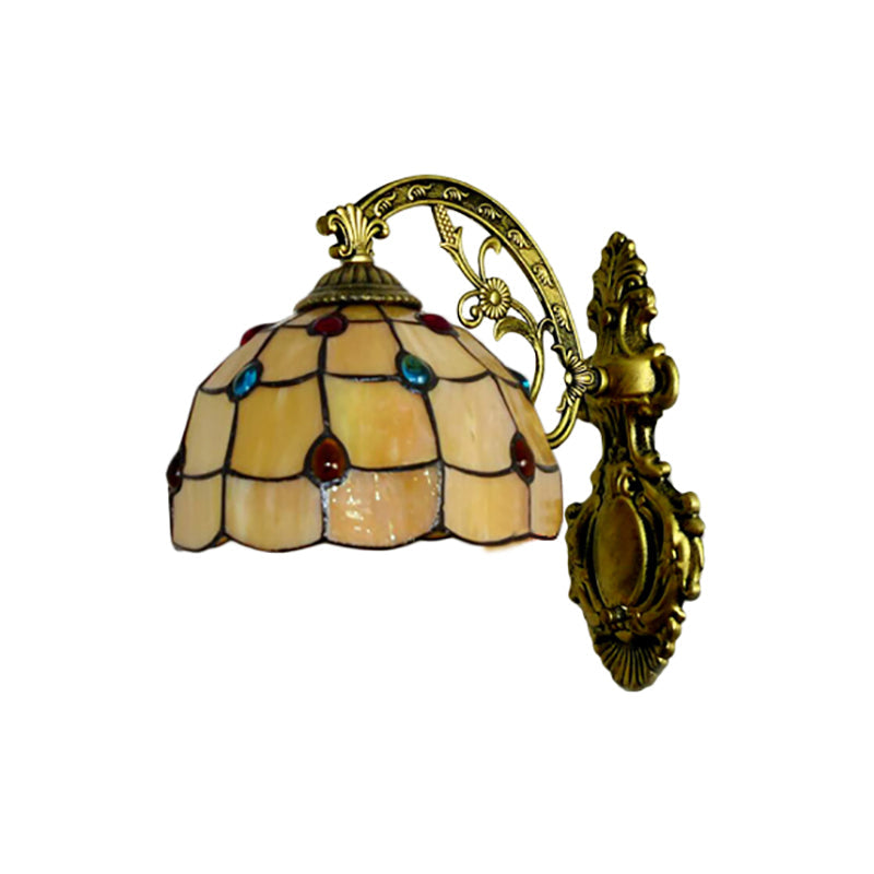 Lisslune | Yellow Wall Light Tiffany Stained Glass 1 Light Decorative Wall Lamp with Bowl Shade