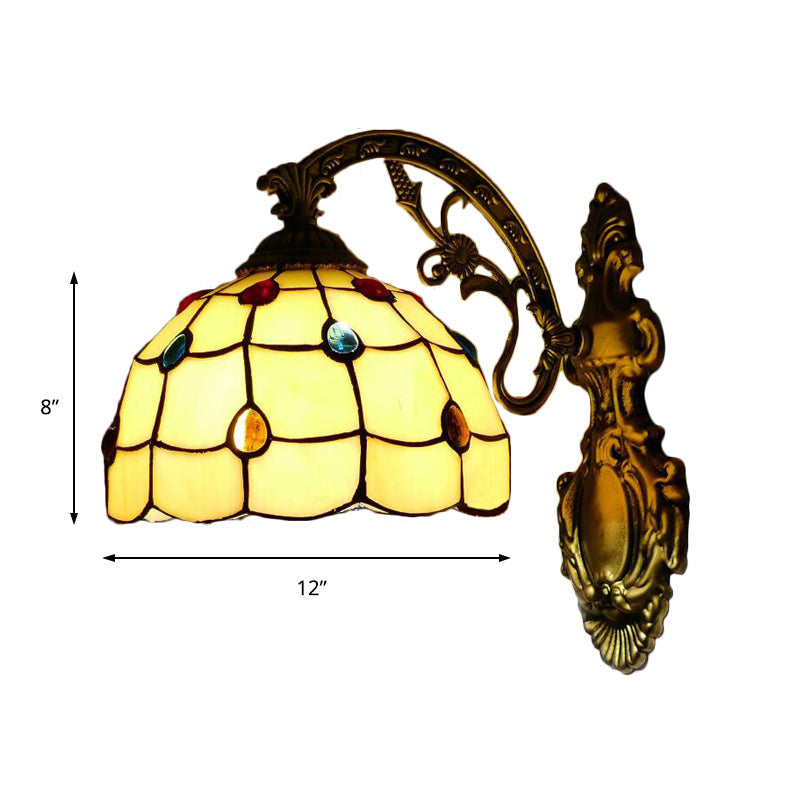 Lisslune | Yellow Wall Light Tiffany Stained Glass 1 Light Decorative Wall Lamp with Bowl Shade