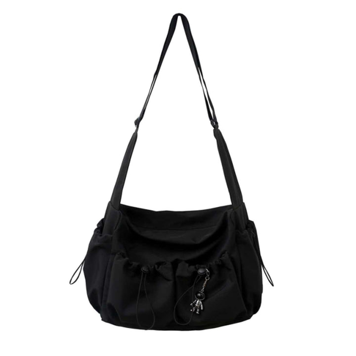 Lisslune | UrbanLiner Nylon Messengerbag – Black Shoulder Bag with Zipper for Daily Use