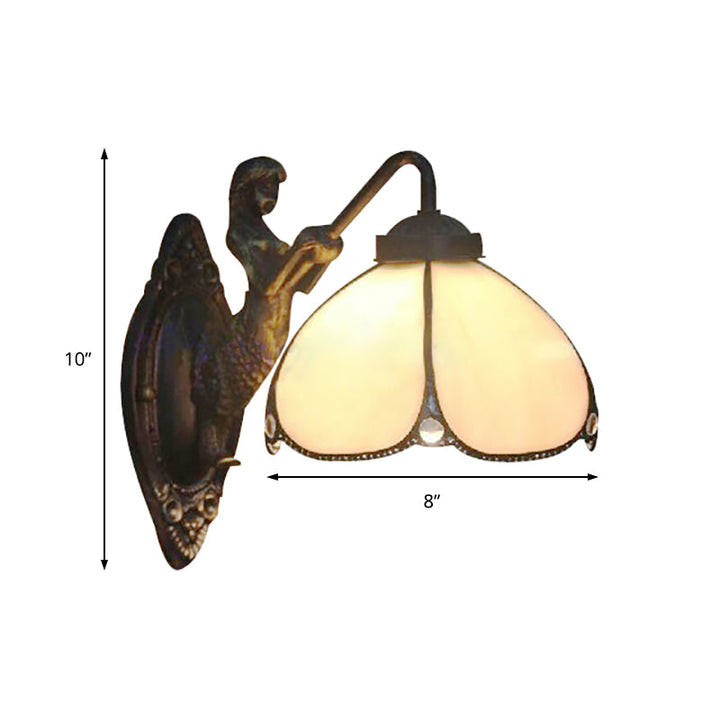 Lisslune | Petal Wall Lamp Fixture Tiffany Beige Glass 1 Main Chandelier Light with Mermaid Decoration for Hallway
