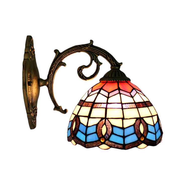 Lisslune | Blue Bowl Lamp Wall Lamp Retro Stained Glass 1 Light Wall Mounted Lamp