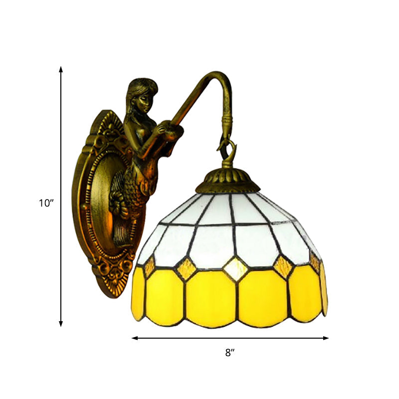 Lisslune | Grit cartridges Sconce Light Baroque Yellow and White Glass 1 Head Brass Wall Mount Light