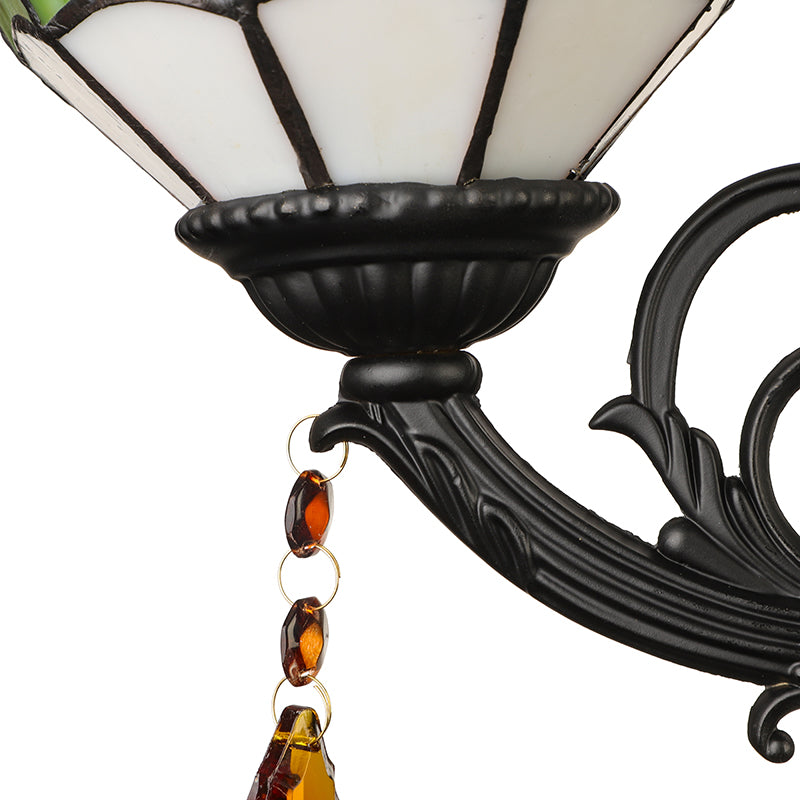 Lisslune | Lodge Bowl Shade Wall Lamp Lighting Fixture Colored Glass 1-Light Crystal Lighting Fixture