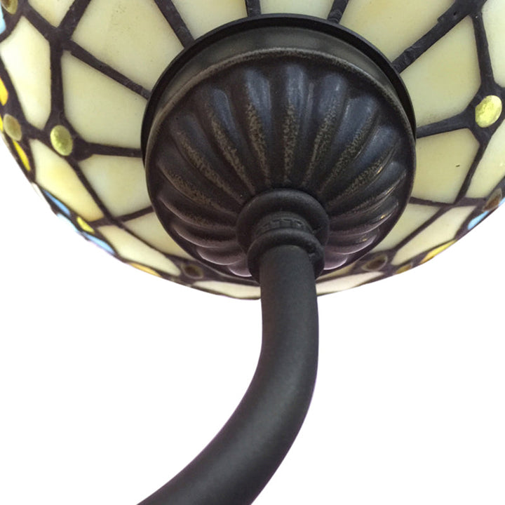 Lisslune | Baroque Wall Lamp 1 Head Yellow/Blue Glass Wall Mounted Light with Flower Pattern