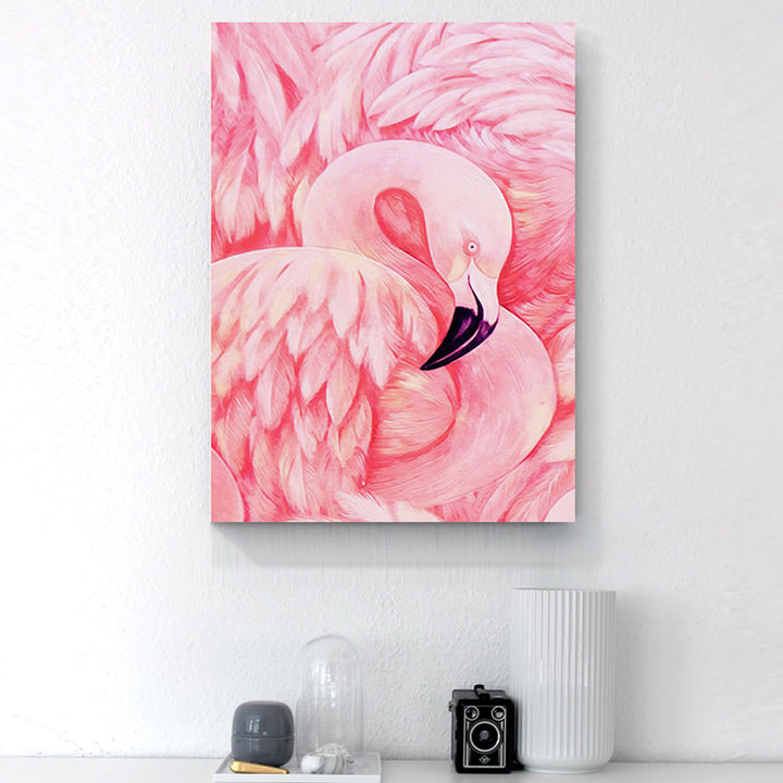 Lisslune | Flamingo Canvas Print Tropical Style Texture Wall Art Decor in Pink for Family Room