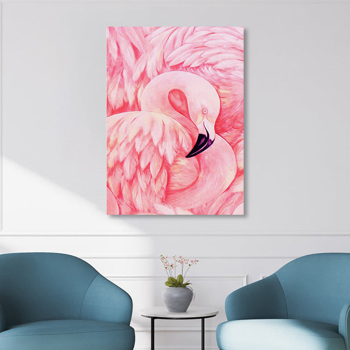 Lisslune | Flamingo Canvas Print Tropical Style Texture Wall Art Decor in Pink for Family Room