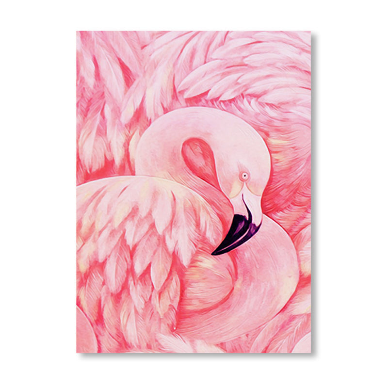 Lisslune | Flamingo Canvas Print Tropical Style Texture Wall Art Decor in Pink for Family Room
