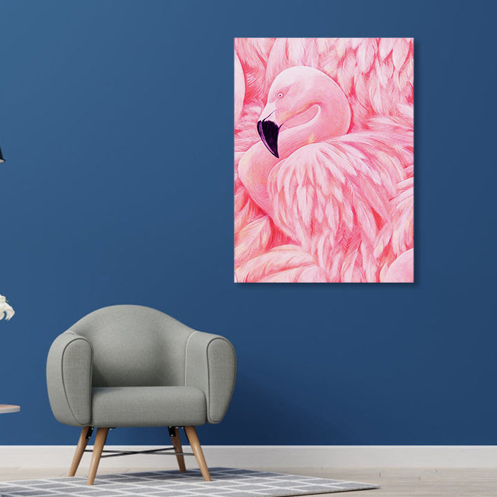 Lisslune | Flamingo Canvas Print Tropical Style Texture Wall Art Decor in Pink for Family Room