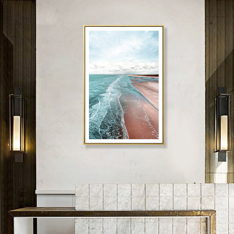 Lisslune | Beach canvas tropical serene seascape wall art print in green, multiple sizes available