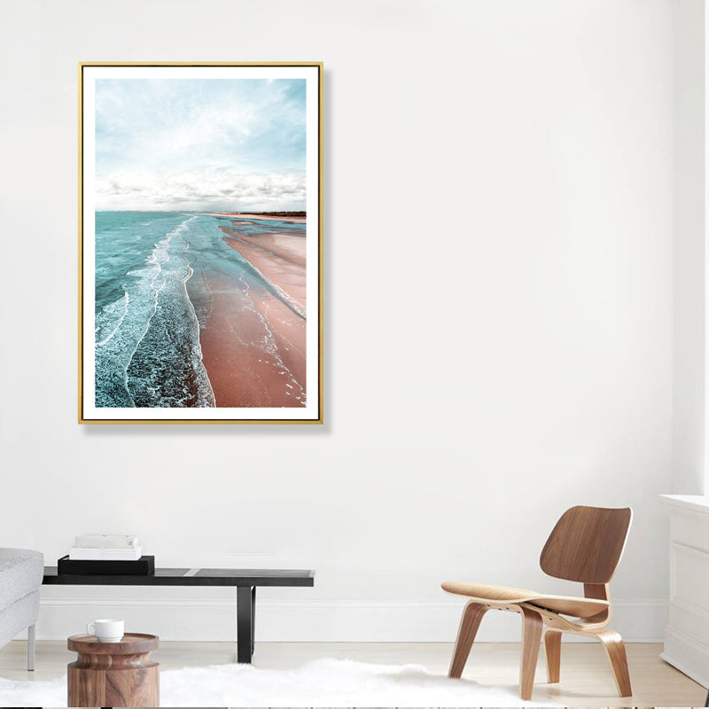 Lisslune | Beach canvas tropical serene seascape wall art print in green, multiple sizes available