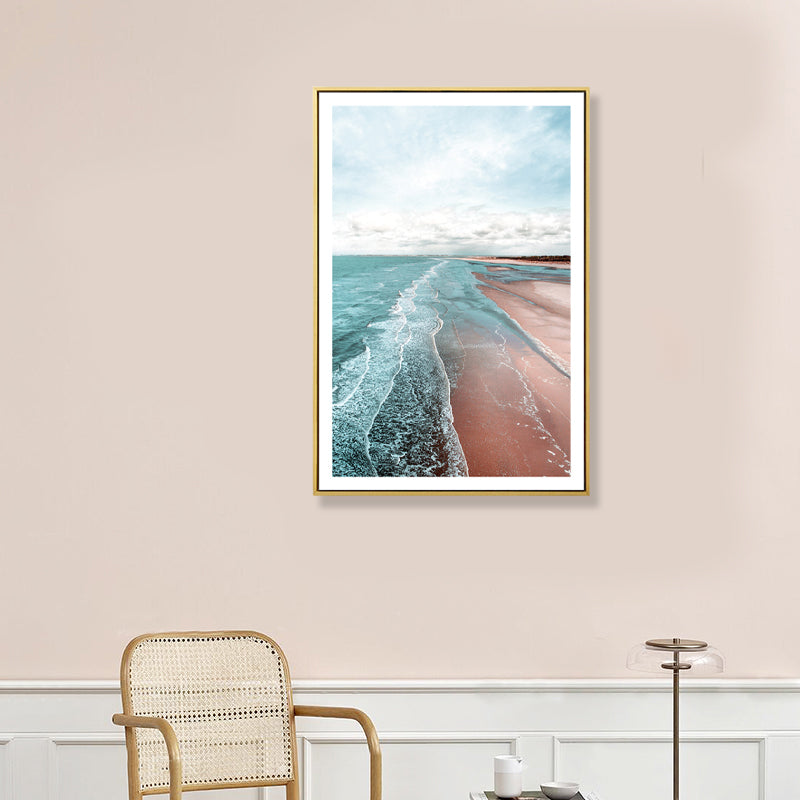 Lisslune | Beach canvas tropical serene seascape wall art print in green, multiple sizes available