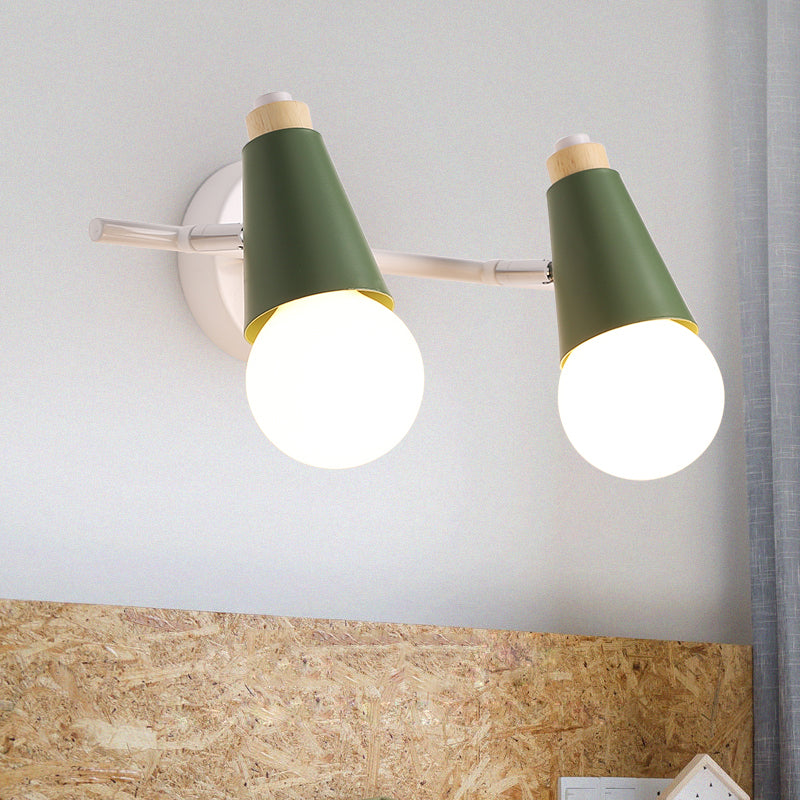 Skørter | Corridor Children's Room Cone-shaped Wall Lamp Metal Two Lights Metal Wall Light