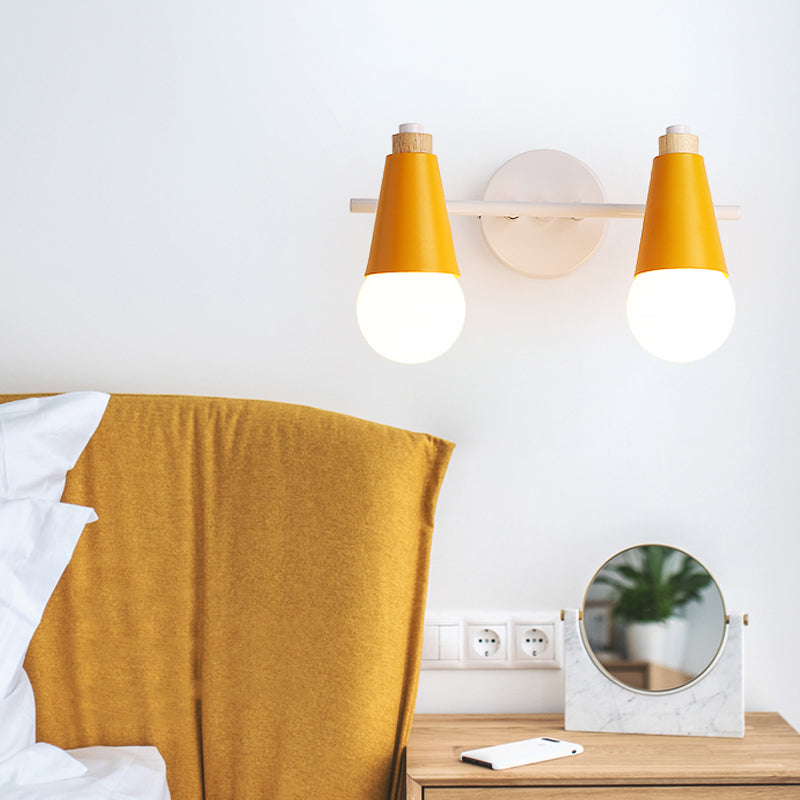 Skørter | Metal Sweet Cone Wall Lamp Dining Room Stair 2 Cups Nordic Style Wall Lamp