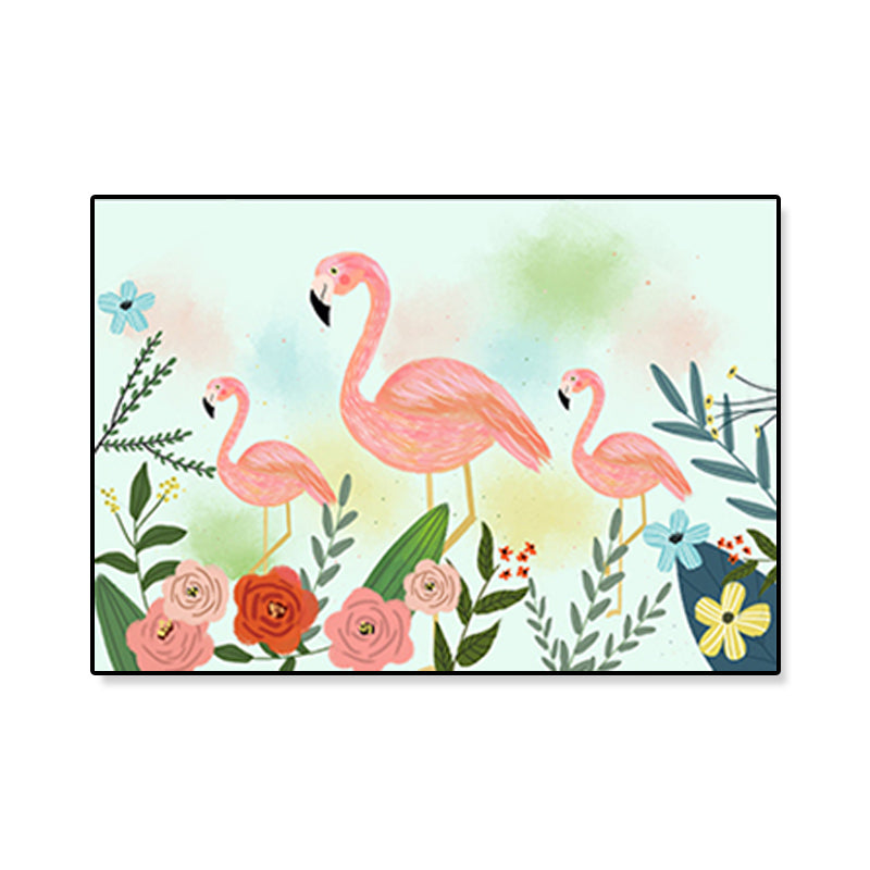 Lisslune | Flamingo Print Painting Tropical Stylish Textured Canvas Wall Art for Dining Room