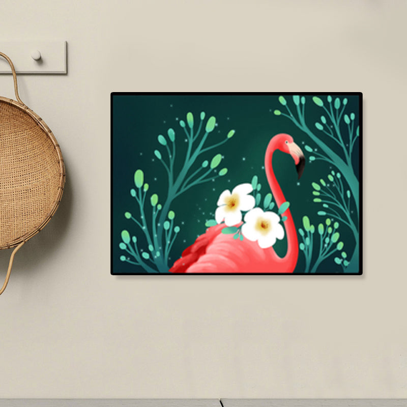 Lisslune | Flamingo Print Painting Tropical Stylish Textured Canvas Wall Art for Dining Room
