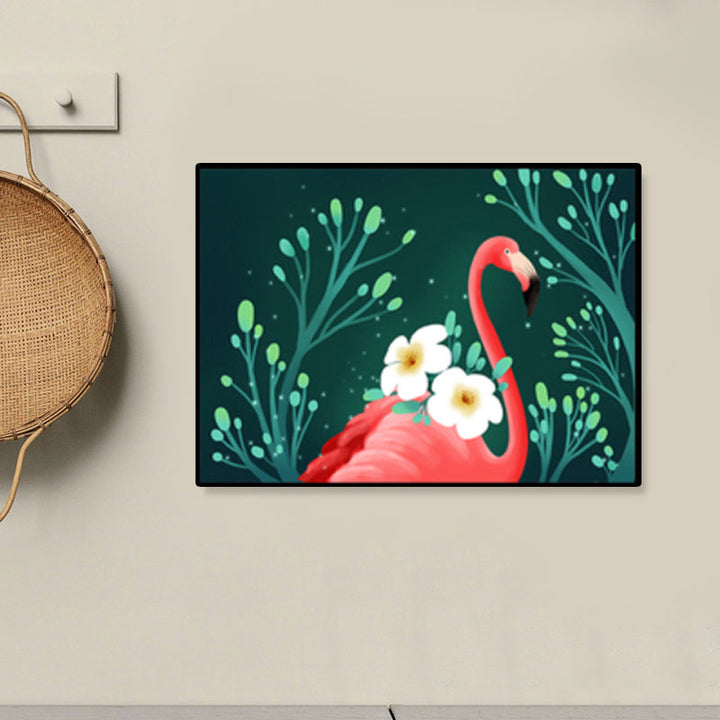 Lisslune | Flamingo Print Painting Tropical Stylish Textured Canvas Wall Art for Dining Room