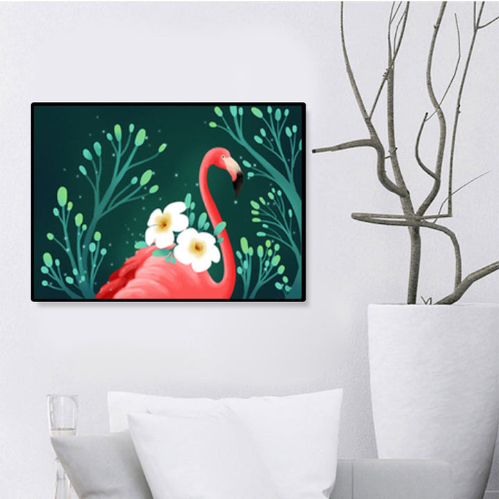Lisslune | Flamingo Print Painting Tropical Stylish Textured Canvas Wall Art for Dining Room