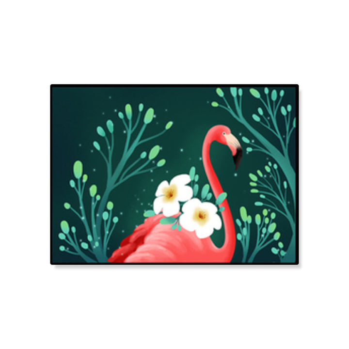 Lisslune | Flamingo Print Painting Tropical Stylish Textured Canvas Wall Art for Dining Room