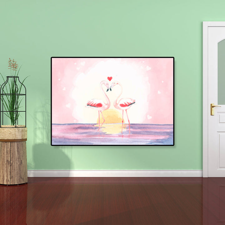 Lisslune | Flamingo Print Painting Tropical Stylish Textured Canvas Wall Art for Dining Room
