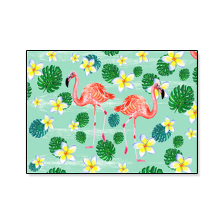Lisslune | Flamingo Print Painting Tropical Stylish Textured Canvas Wall Art for Dining Room