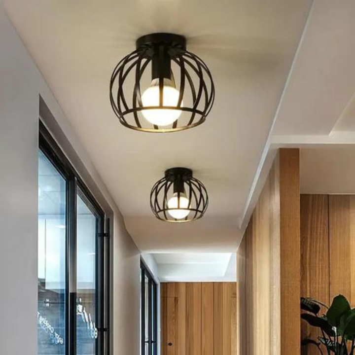 Lisslune | Modern Loft-style Ceiling Lamp with Open Cage Design