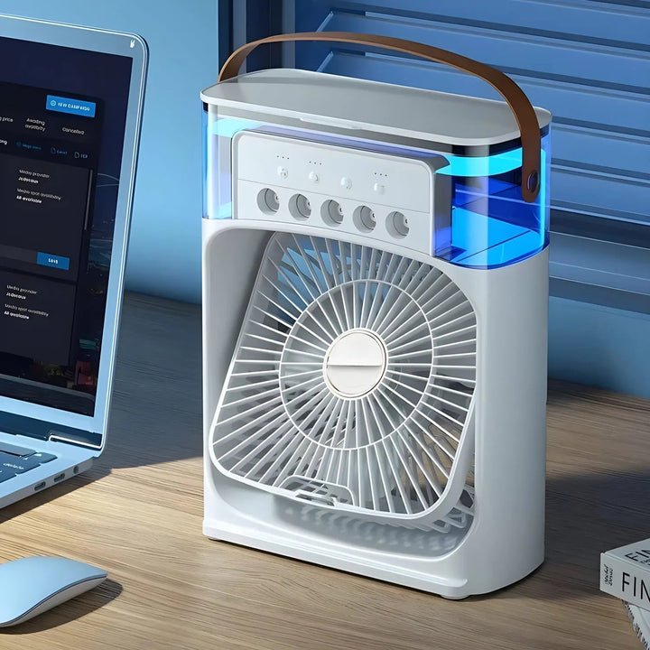 Lisslune | 3-in-1 Air Cooler, Humidifier & Fan with LED Light – Portable USB Air Conditioner for Home & Office