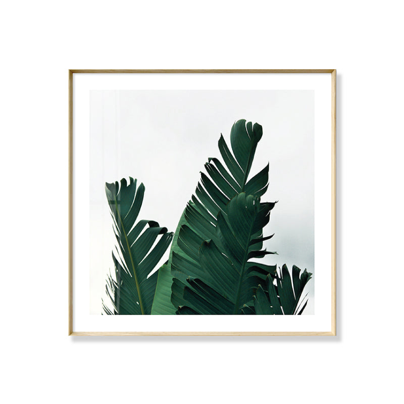 Lisslune | Green Banana Leaves Canvas Print Botanical Tropix Textured Wall Art for the Dining Room
