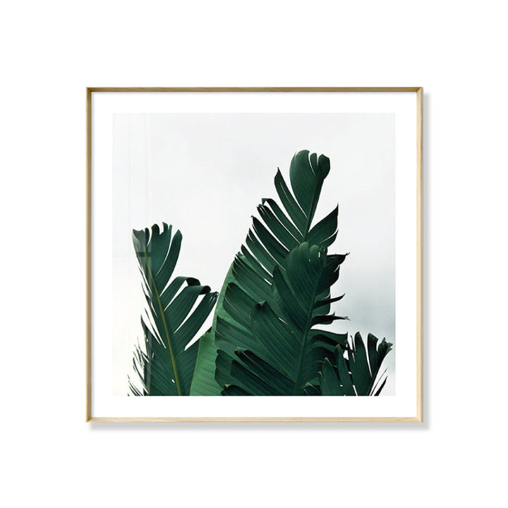 Lisslune | Green Banana Leaves Canvas Print Botanical Tropix Textured Wall Art for the Dining Room