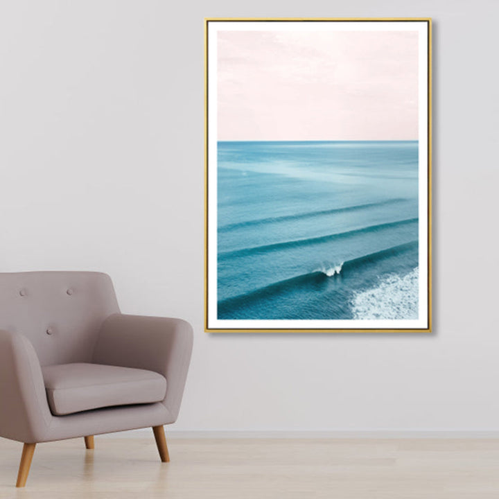 Lisslune | Tropical Canvas Print Blue Photographic Ocean Surface with Waves Wall Art for Living Room