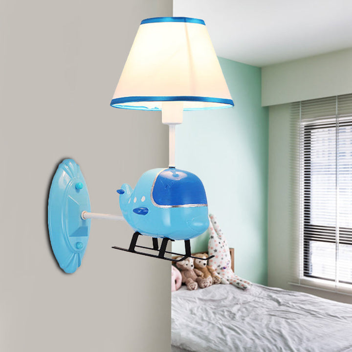 Skørter | Modern Style Helicopter Wall Lamp A Light Resin Wall Light in Blue for Children's Room