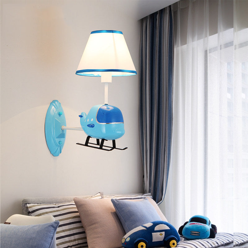 Skørter | Modern Style Helicopter Wall Lamp A Light Resin Wall Light in Blue for Children's Room