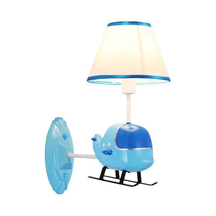 Skørter | Modern Style Helicopter Wall Lamp A Light Resin Wall Light in Blue for Children's Room