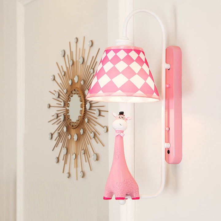 Skørter | Animal Style Wall Lamp with Fabric Shade Giraffe A Light Resin Wall Lamp for the Study Room