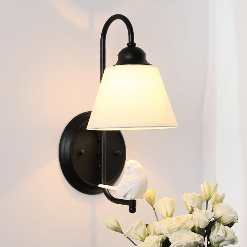 Skørter | Modern Trapeze Shaped Wall Light Metal Single Light Wall Lamp with Bird for Children's Room