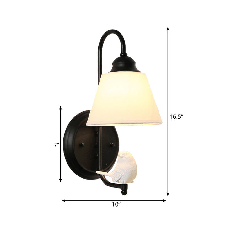 Skørter | Modern Trapeze Shaped Wall Light Metal Single Light Wall Lamp with Bird for Children's Room