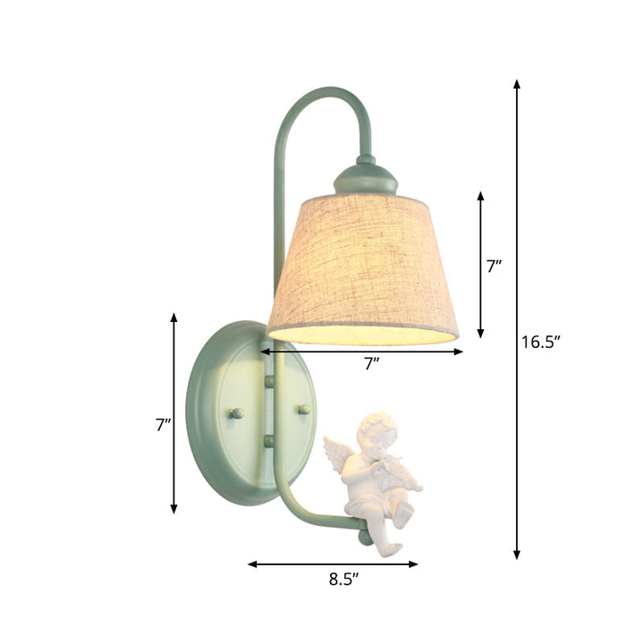 Skørter | 1 Light Angel Wall Lights Light with Conical Shade Nordic Metal Wall Lamp in Green for Living Room