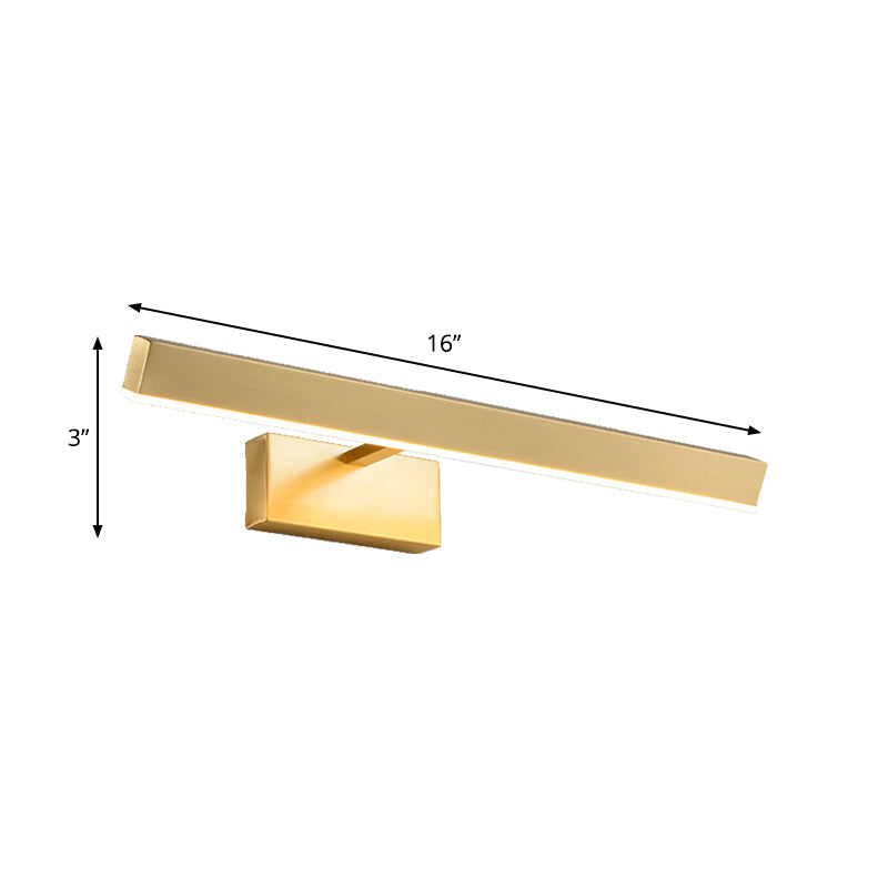 Lisslune | Metallic Slim Rectangular Wall Lamp Light Modernism LED Metallic Vanity Lighting in Gold