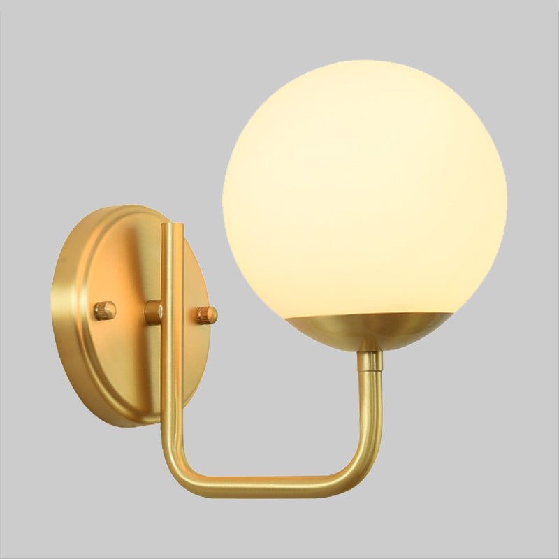 Lisslune | Single-Head Corridor Wall Lamp Simple Gold Wall Light with Global White Glass Shade