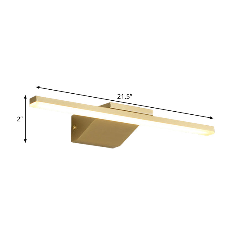 Skørter | 16"/21.5" W Metallic Streamlined Wall Lamp Simplicity LED Gold Vanity Sconce Light for Bathroom