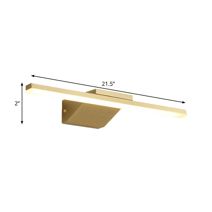 Skørter | 16"/21.5" W Metallic Streamlined Wall Lamp Simplicity LED Gold Vanity Sconce Light for Bathroom