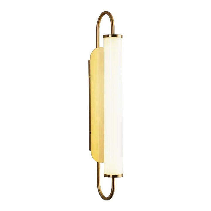 Lisslune | Oval Frame Wall Lighting Fixture Modern Metal LED Brass Wall Mounted Lamp with Tubular Opal Glass Shade