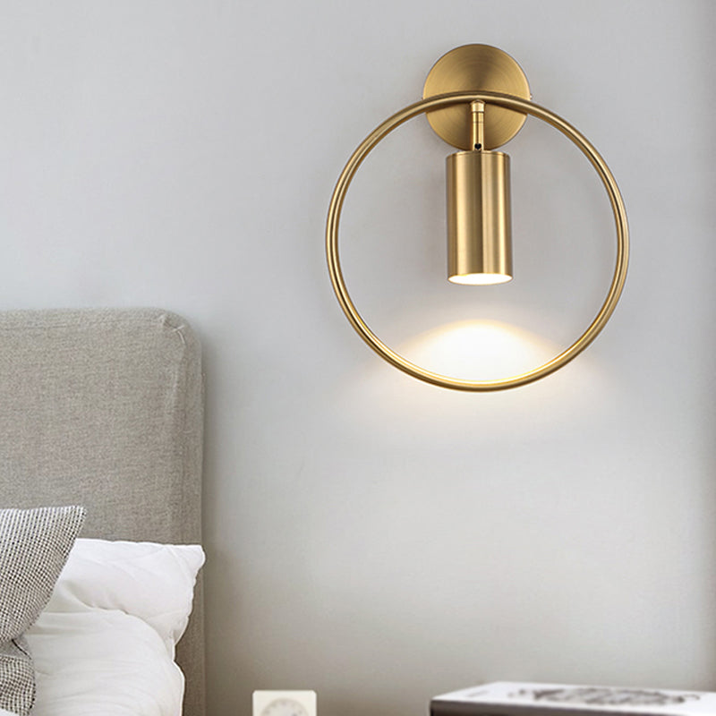 Lisslune | Metallic Ring Wall Lamp Modernism Single Bulb Black/Brass Wall Mounted Lighting