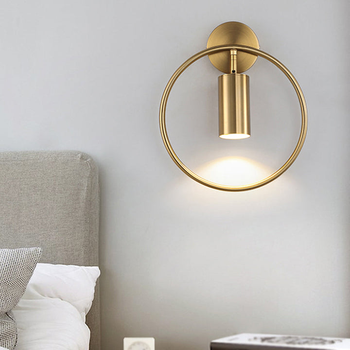 Lisslune | Metallic Ring Wall Lamp Modernism Single Bulb Black/Brass Wall Mounted Lighting