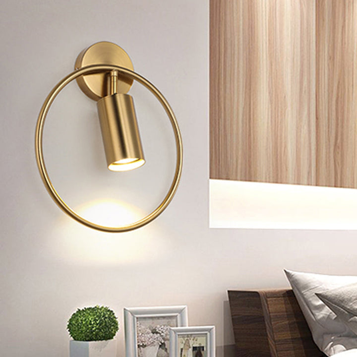 Lisslune | Metallic Ring Wall Lamp Modernism Single Bulb Black/Brass Wall Mounted Lighting