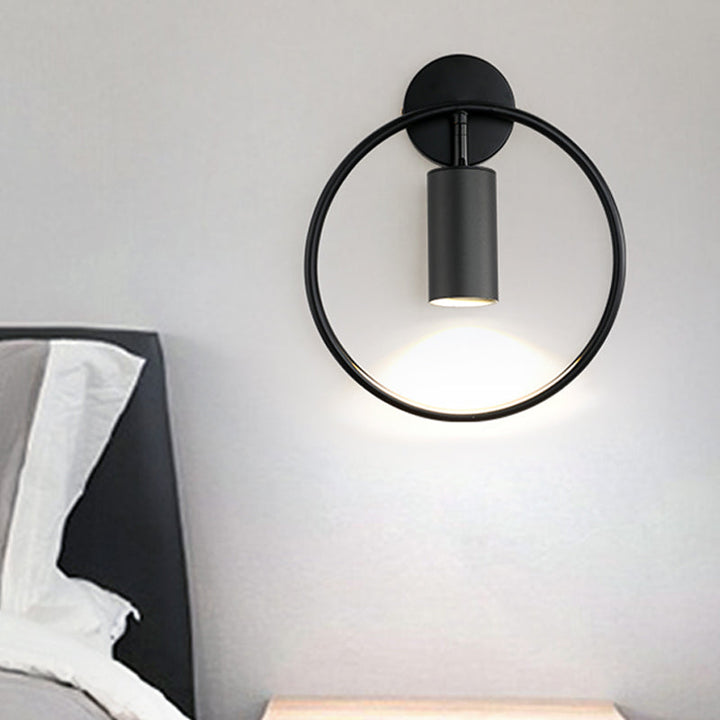 Lisslune | Metallic Ring Wall Lamp Modernism Single Bulb Black/Brass Wall Mounted Lighting