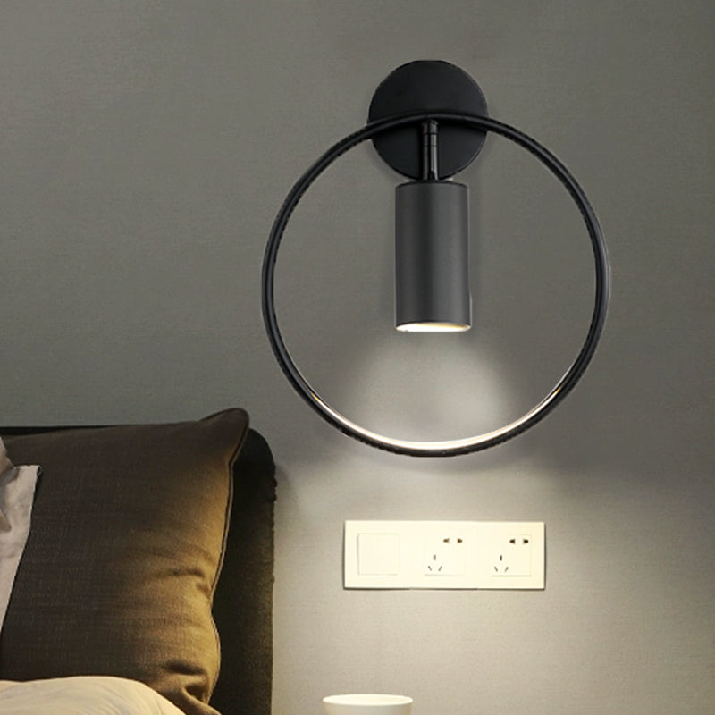 Lisslune | Metallic Ring Wall Lamp Modernism Single Bulb Black/Brass Wall Mounted Lighting