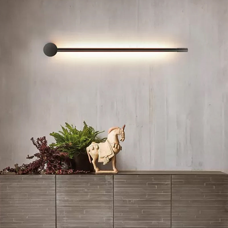 Lisslune | Strip Living Room Wall Sconce Light Metal LED Contemporary Wall Mounted Lamp in Black/Gold