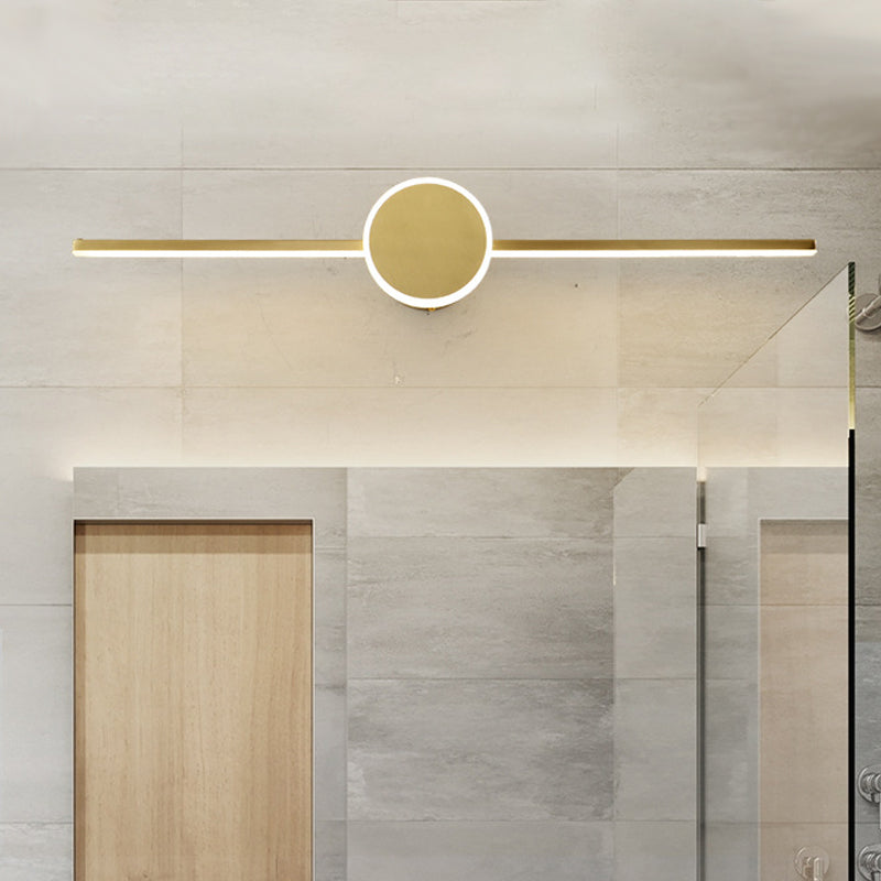 Lisslune | Modern line through cylinder wall lamp metallic LED vanity lighting light in gold